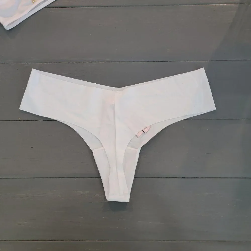 VICTORIA'S SECRET Women's White Low Rise No-show Thong Panty Bottom Size Medium